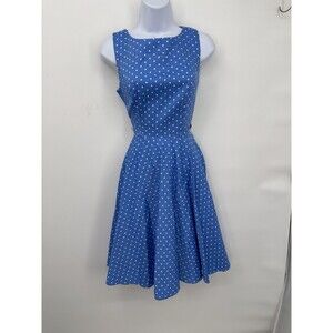 grace karin dress halter cotton pin-up Blue‎  polka dot size med